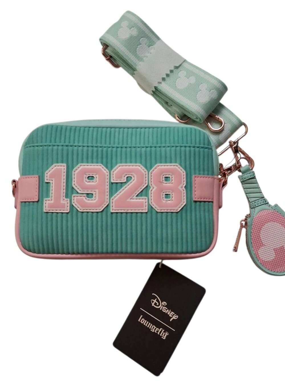 Loungefly Disney Mickey Mouse Tennis Sling Crossbody Bag with Coin Bag NEW NWT